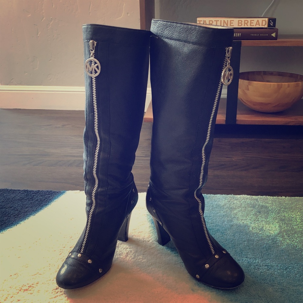 Michael Kors black soft leather long boots 6 1/2